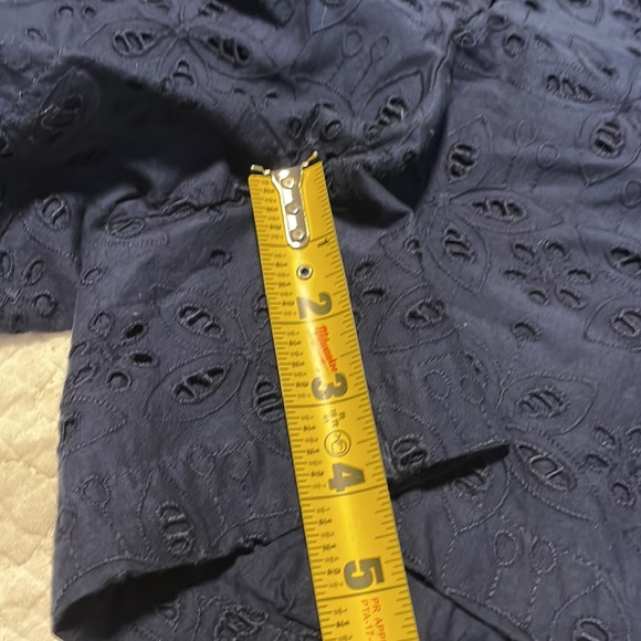 NWT Crown & Ivy Navy Eyelet Belted Shorts 16 - Picture 9 of 10